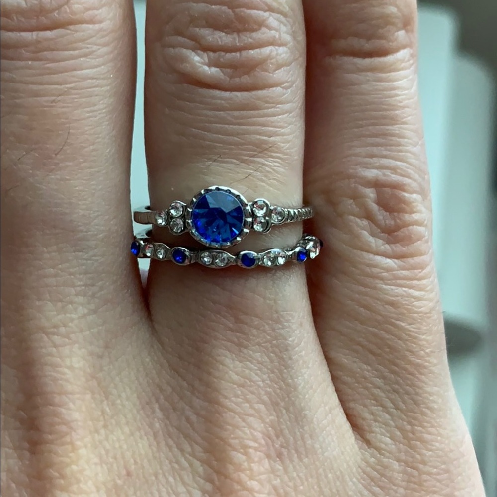Silver  Round Cut Sapphire Women Wedding Ring - Picture 4 of 4